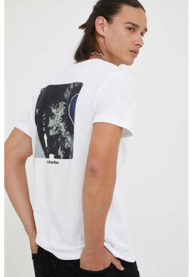 G-Star Raw Памучна тениска в бяло с принт - Pepit.bg