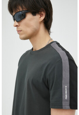 G-Star Raw Памучна тениска в сиво с апликация - Pepit.bg