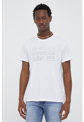 G-Star Raw Памучна тениска в бяло с принт - Pepit.bg