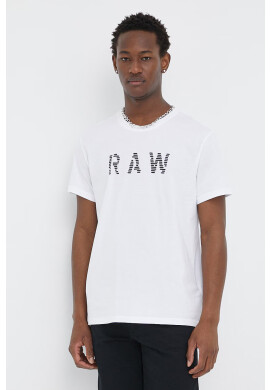 G-Star Raw Памучна тениска в бяло с принт - Pepit.bg
