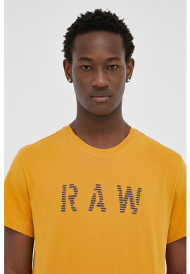 G-Star Raw Памучна тениска в жълто с принт - Pepit.bg