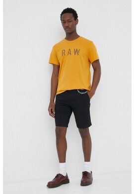 G-Star Raw Памучна тениска в жълто с принт - Pepit.bg