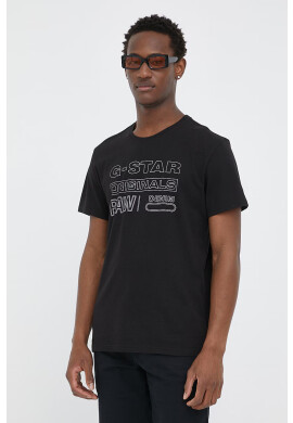 G-Star Raw Памучна тениска в черно с принт - Pepit.bg