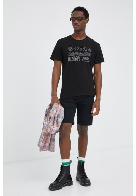 G-Star Raw Памучна тениска в черно с принт - Pepit.bg
