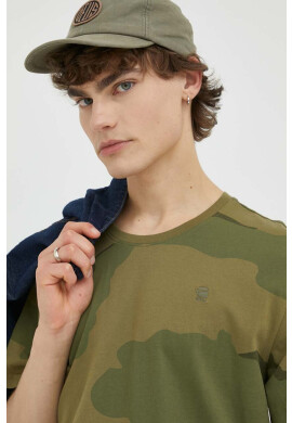 G-Star Raw Памучна тениска в зелено с десен - Pepit.bg