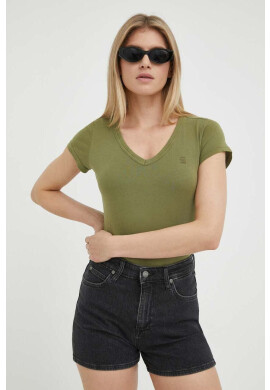 G-Star Raw Памучна тениска в бежово - Pepit.bg