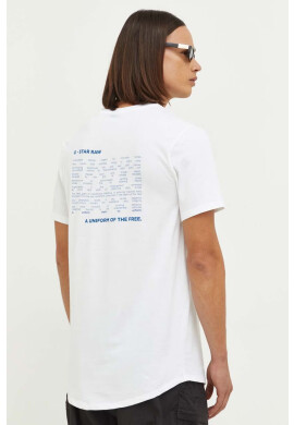 G-Star Raw Памучна тениска в бяло с принт - Pepit.bg