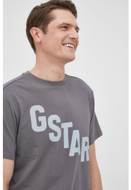 G-Star Raw Памучна тениска в сиво с принт - Pepit.bg