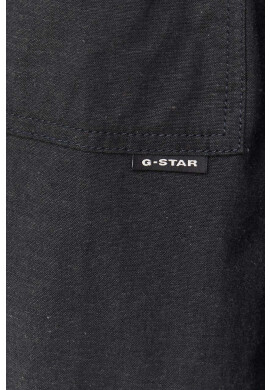 G-Star Raw Риза с лен в черно със свободна кройка с класическа яка - Pepit.bg