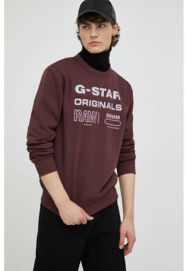 G-Star Raw Суичър в бордо с принт - Pepit.bg