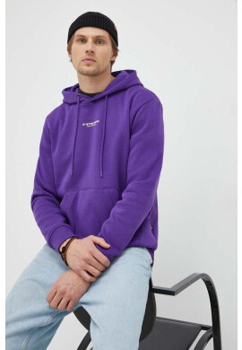 G-Star Raw Суичър В лилаво с качулка с принт - Pepit.bg