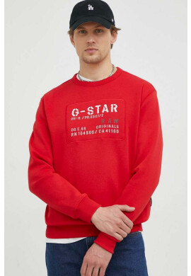 G-Star Raw Суичър в червено с апликация - Pepit.bg