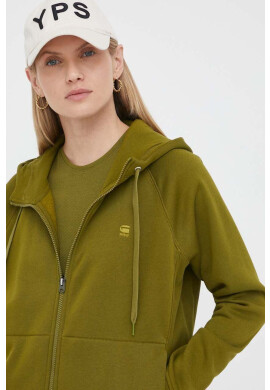G-Star Raw Суичър в зелено с качулка с изчистен дизайн - Pepit.bg