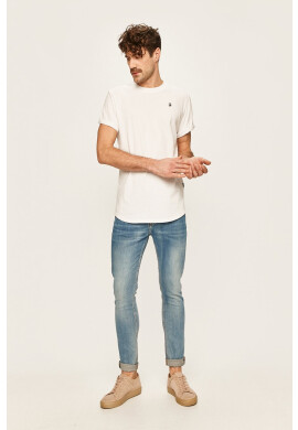 G-Star Raw Памучна тениска в бяло с изчистен дизайн - Pepit.bg