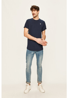 G-Star Raw Памучна тениска в тъмносиньо с изчистен дизайн - Pepit.bg