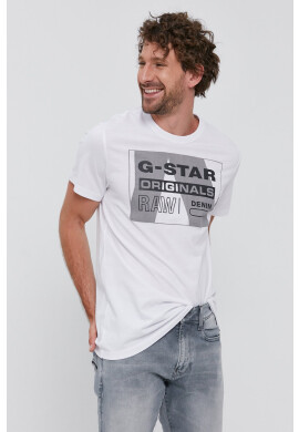 G-Star Raw Тениска мъжка в бяло с принт - Pepit.bg