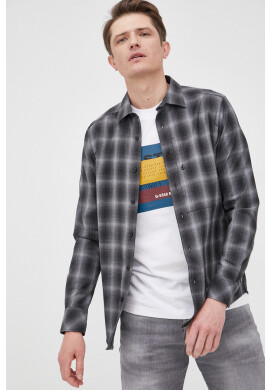 G-Star Raw Вълнена риза мъжка в сиво със стандартна кройка с класическа яка - Pepit.bg
