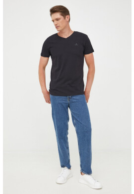 Gant Памучна тениска (2-pack) в черно с изчистен дизайн - Pepit.bg