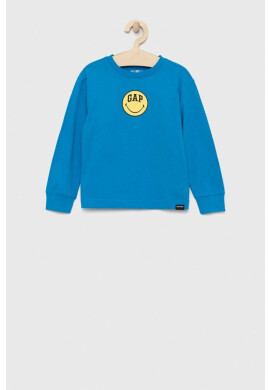 Gap Детска блуза с дълги ръкави X Smiley в синьо с принт - Pepit.bg
