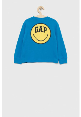 Gap Детска блуза с дълги ръкави X Smiley в синьо с принт - Pepit.bg