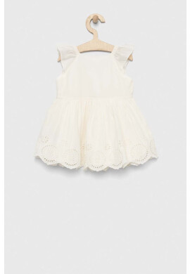 Gap Детска памучна рокля в бяло къс модел разкроен модел - Pepit.bg