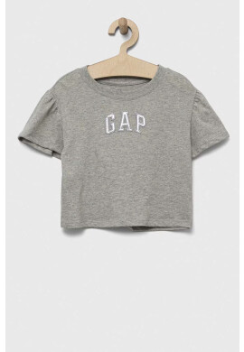 Gap Детска памучна тениска в сиво - Pepit.bg