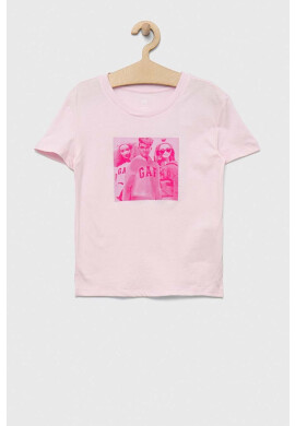 Gap Детска памучна тениска x Barbie в розово - Pepit.bg
