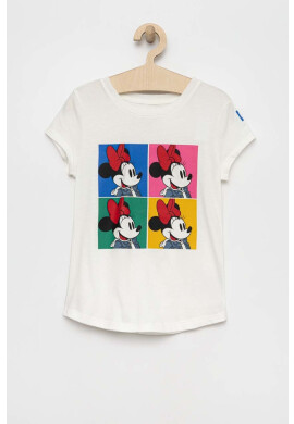 Gap Детска памучна тениска x Disney в жълто с апликация - Pepit.bg