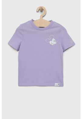 Gap Детска памучна тениска x Disney в лилаво с принт - Pepit.bg