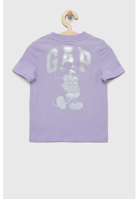 Gap Детска памучна тениска x Disney в лилаво с принт - Pepit.bg