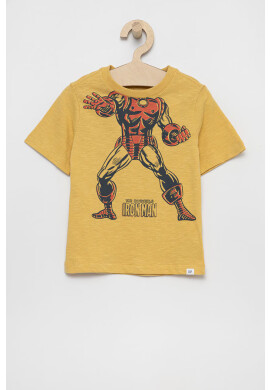 Gap Детска памучна тениска x Marvel в жълто с принт - Pepit.bg
