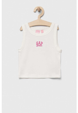 Gap Детски памучен топ x Barbie в бяло - Pepit.bg