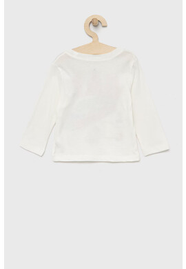Gap Памучна блуза с дълги ръкави в бяло с принт - Pepit.bg