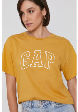Gap Памучна тениска в жълто - Pepit.bg