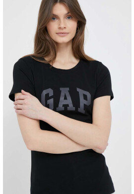 Gap Памучна тениска в черно - Pepit.bg