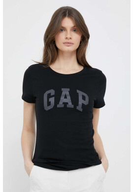 Gap Памучна тениска в черно - Pepit.bg
