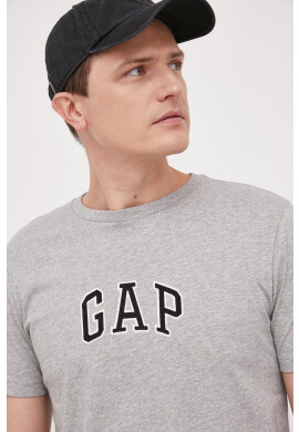 Gap Памучна тениска в сиво с десен - Pepit.bg