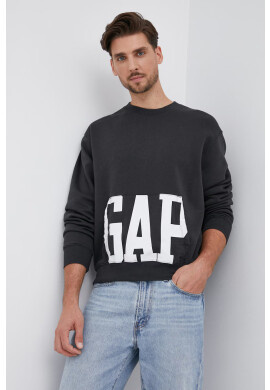 Gap Суичър мъжки в черно с принт - Pepit.bg