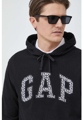 Gap Суичър в черно с качулка с принт - Pepit.bg