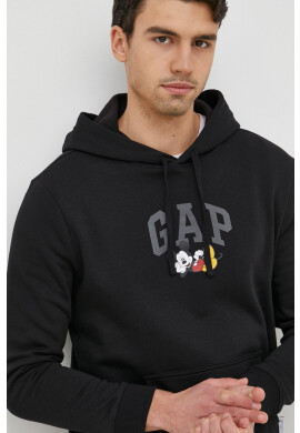 Gap Суичър x Disney в черно с качулка с принт - Pepit.bg