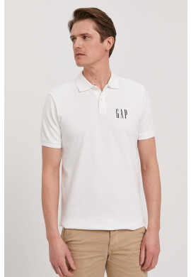 Gap Тениска с яка мъжка в бяло с апликация - Pepit.bg