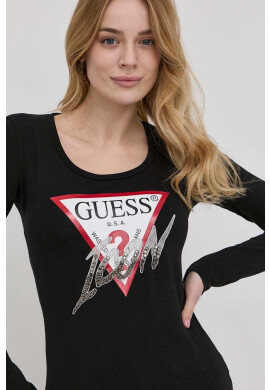 Guess Блуза с дълги ръкави дамски в черно - Pepit.bg