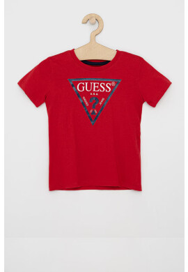 Guess Детска тениска в меланж на червено - Pepit.bg
