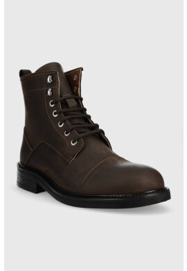 Guess Кожени боти Arco Lace Up мъжки в кафяво - Pepit.bg