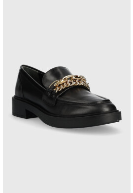 Guess Кожени мокасини kabele в черно с платформа - Pepit.bg