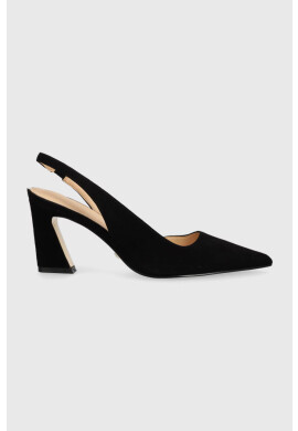 Guess Обувки с дебел ток Mallie в черно с висок ток с отворена пета FL5MLE SUE05 BLACK - Pepit.bg