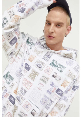 Guess Originals Суичър в бяло с качулка с десен - Pepit.bg