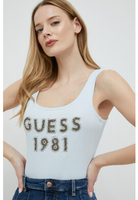 Guess Памучен топ в синьо - Pepit.bg