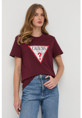 Guess Памучна тениска в розово - Pepit.bg