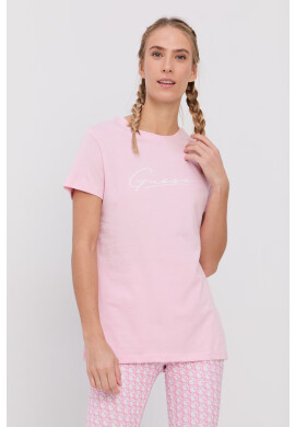 Guess Памучна тениска в розово - Pepit.bg